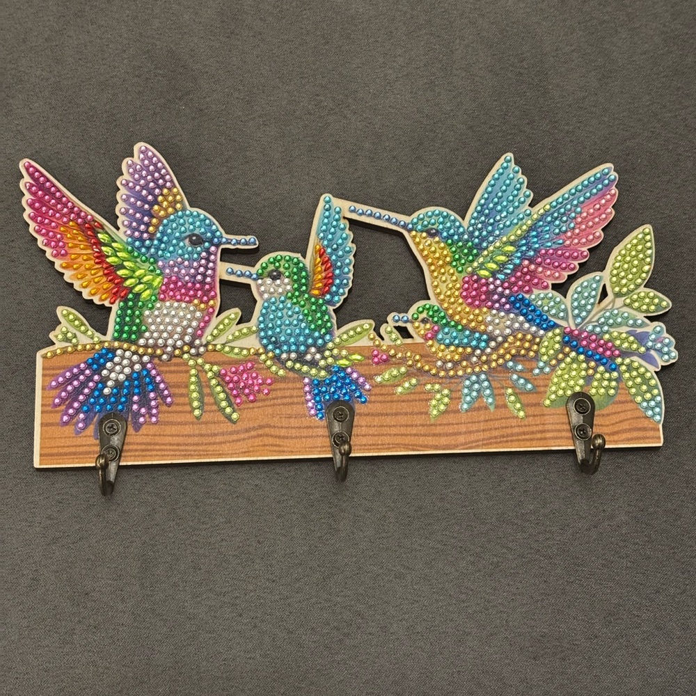 Colorful Hummingbird Wall Hook Decor
